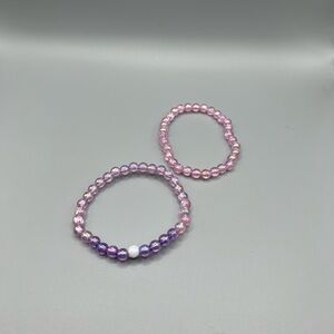 Pink and Purple Beaded Bracelets - HANDMADE #245